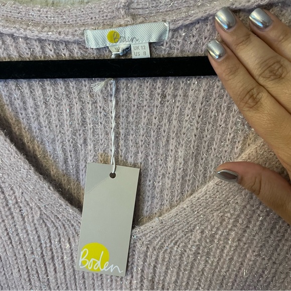 NWT Boden Chunky Fluffy Wool Blend Sweater Metallic Sparkly Cameo Pink, Size 8 - Picture 4 of 5